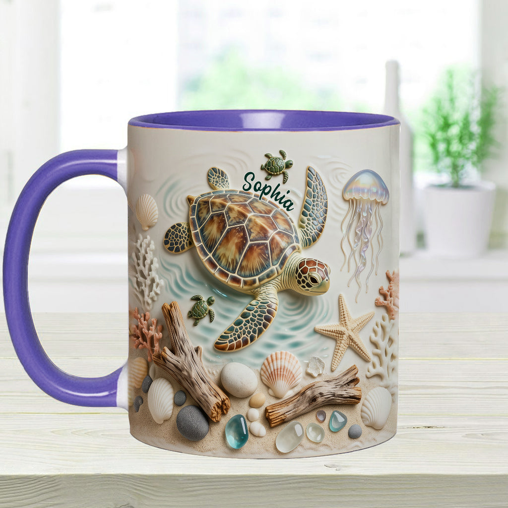Ich liebe Schildkröten – Personalisierte Tasse und Untersetzer mit Schildkrötenmotiv