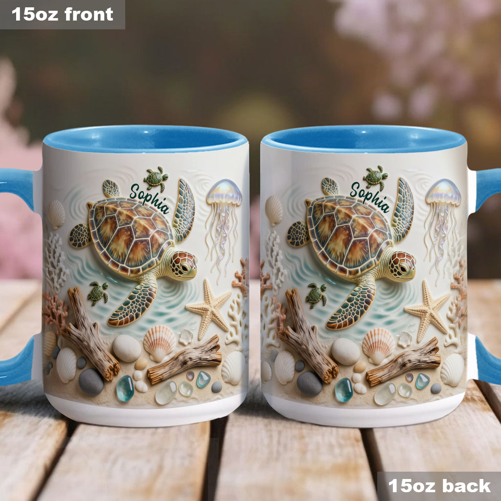 Ich liebe Schildkröten – Personalisierte Tasse und Untersetzer mit Schildkrötenmotiv