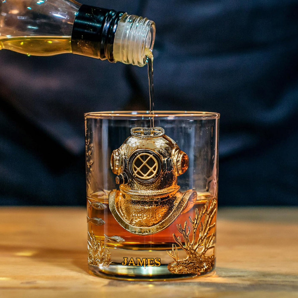 Scuba Diving Lovers Gift - Personalized Scuba Diving Whiskey Glass