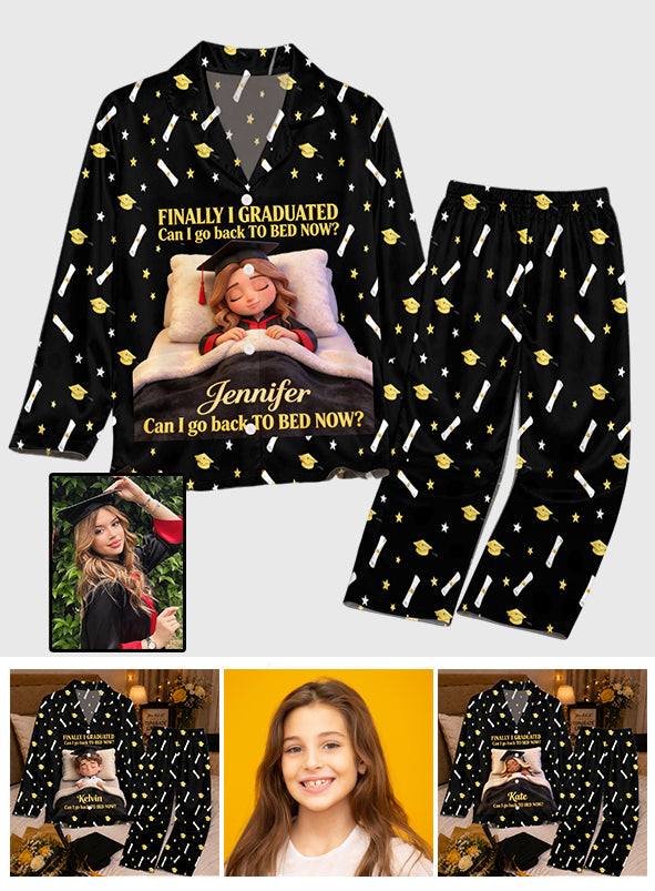 Kann ich jetzt ins Bett gehen - Personalisierte Abschlussknopf-Pyjamas