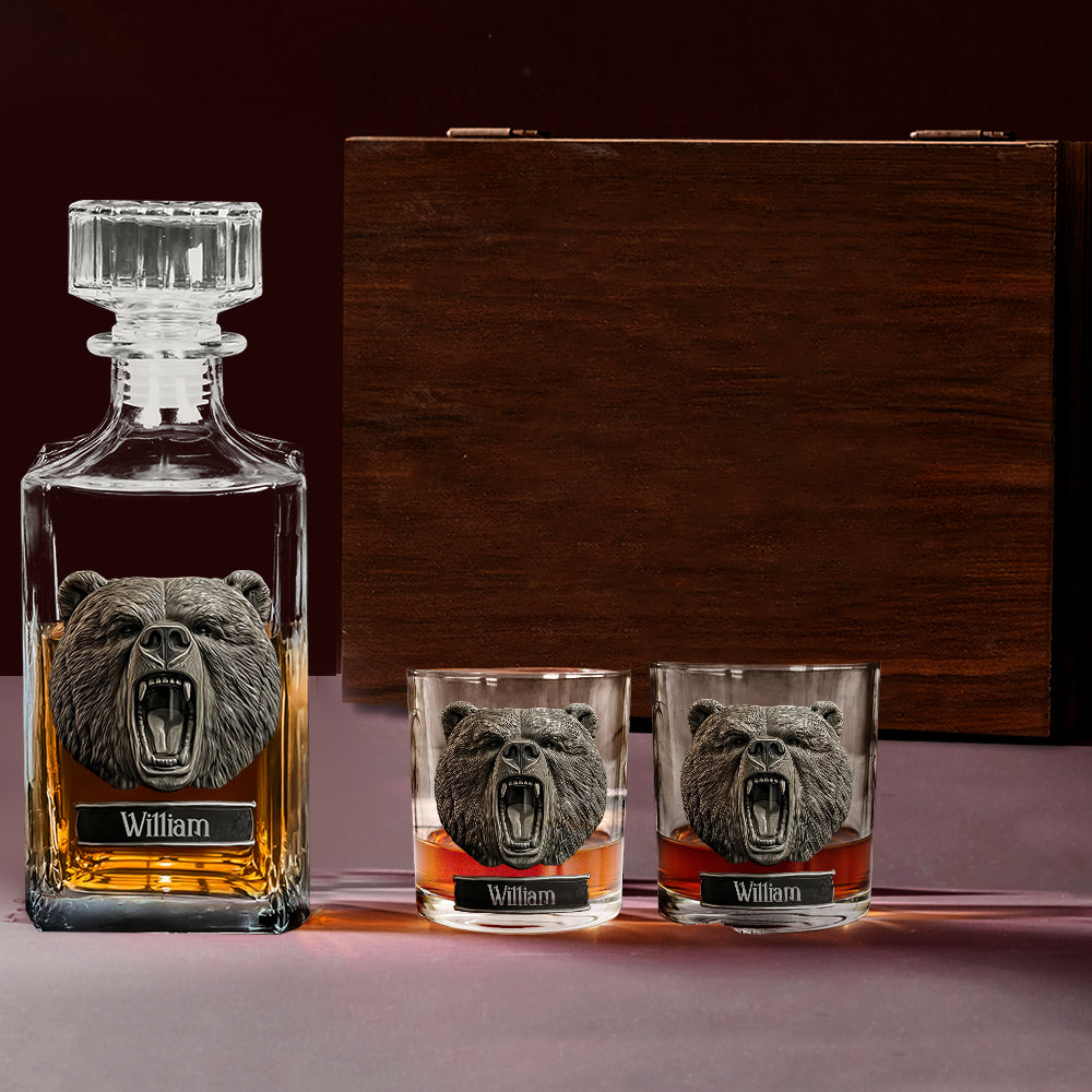 Grizzlies Roar Bear - Personalized Hunting Whiskey Glass