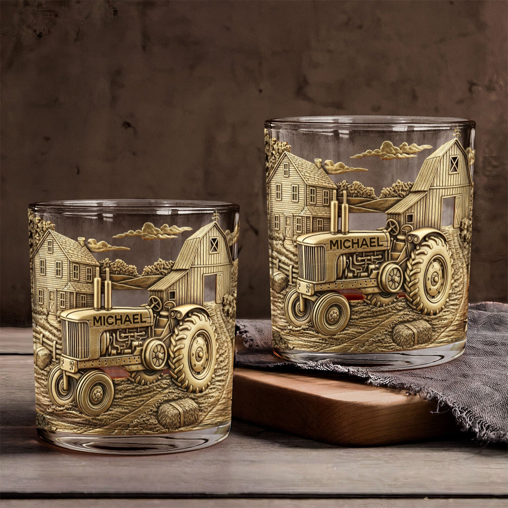 Vie à la campagne - Verre à whisky personnalisé en forme de tracteur