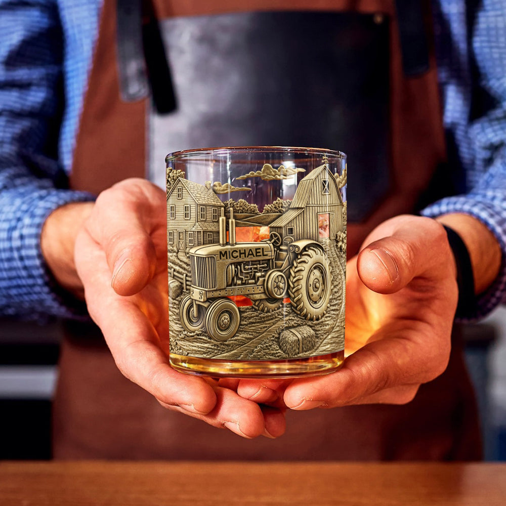 Vie à la campagne - Verre à whisky personnalisé en forme de tracteur