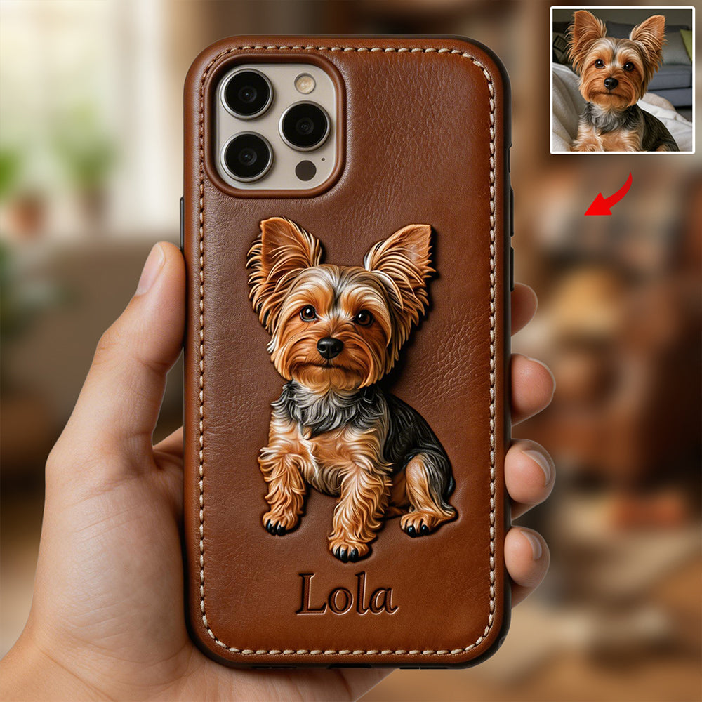 Custom Any Photo - Personalized Dog Leather Phone Case