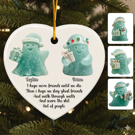 We Are Friends Until We Die - Personalized Bestie Ceramic Heart Ornament