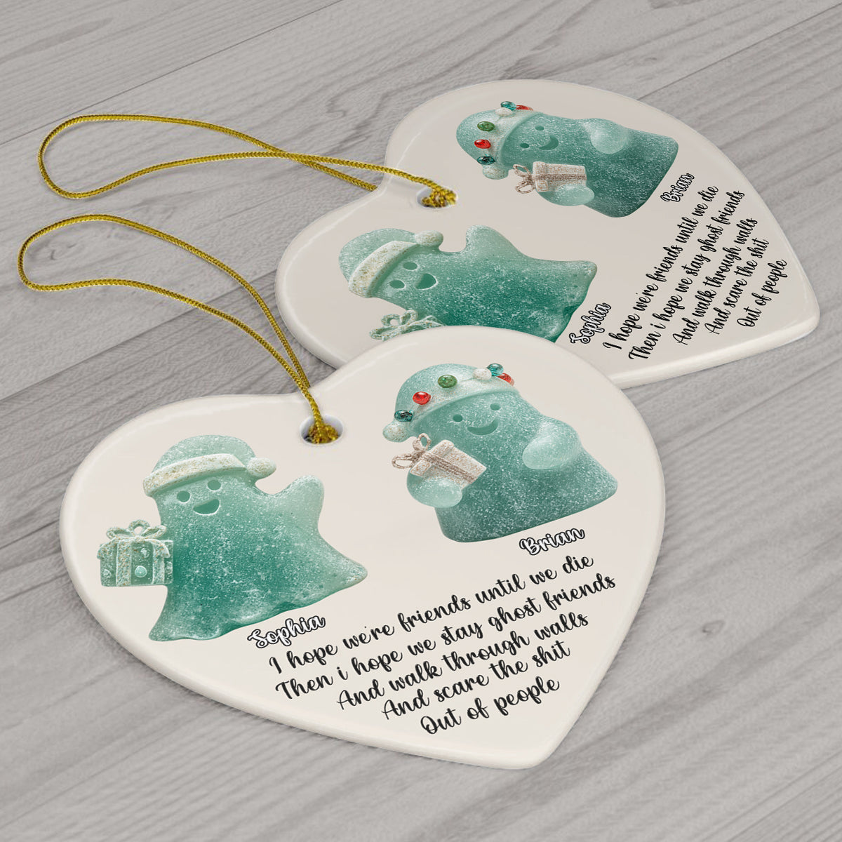 We Are Friends Until We Die - Personalized Bestie Ceramic Heart Ornament