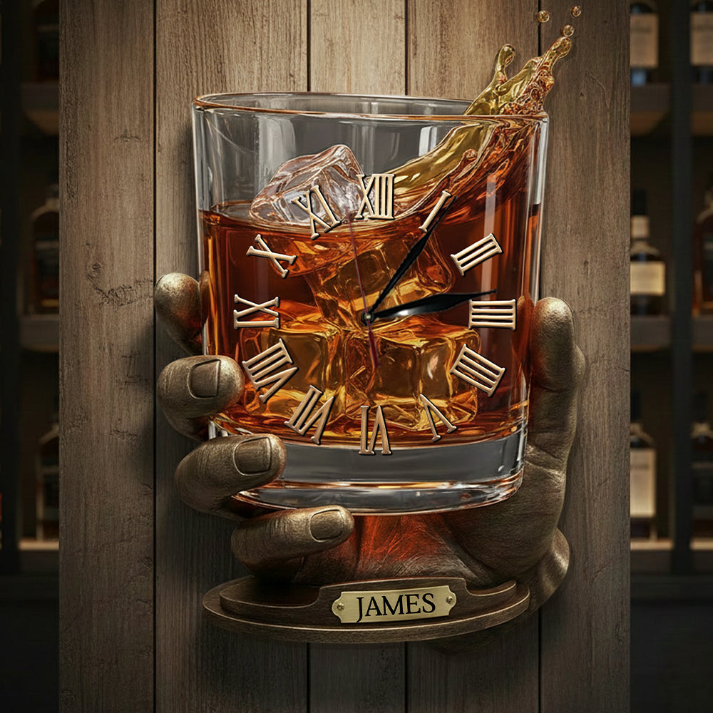 Horloge murale lumineuse LED personnalisée Whiskey Time - Whiskey Time