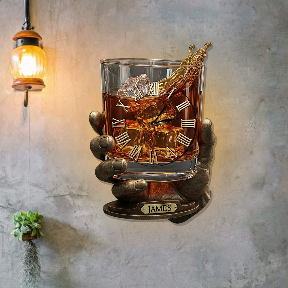 Horloge murale lumineuse LED personnalisée Whiskey Time - Whiskey Time