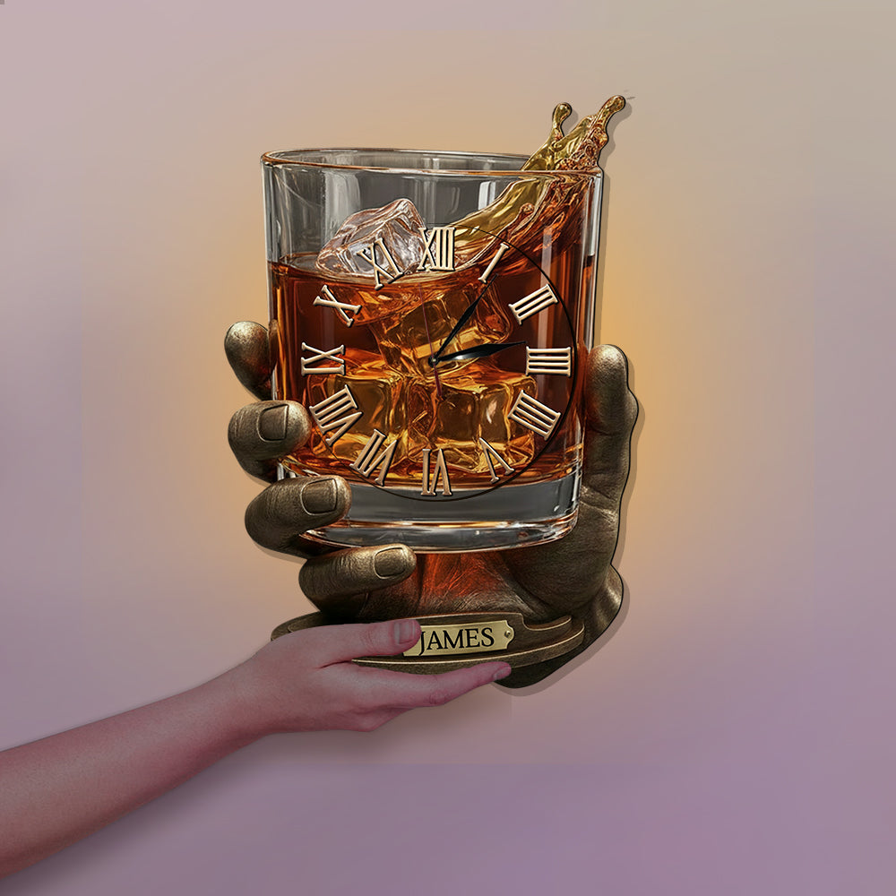 Horloge murale lumineuse LED personnalisée Whiskey Time - Whiskey Time
