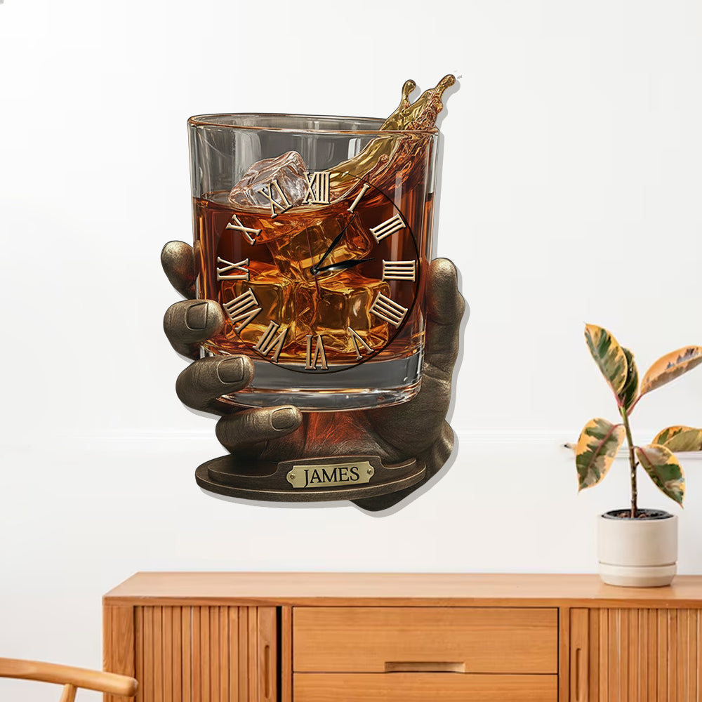Horloge murale lumineuse LED personnalisée Whiskey Time - Whiskey Time