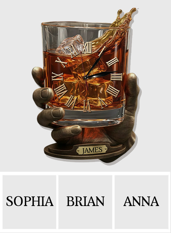 Horloge murale lumineuse LED personnalisée Whiskey Time - Whiskey Time