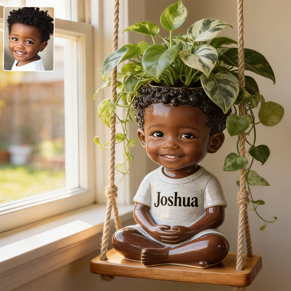 Little Bloom Swing - Personalisierter hängender Blumentopf für Kinder