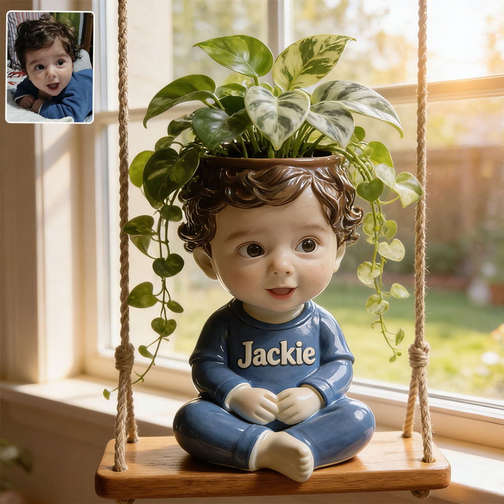 Little Bloom Swing - Personalisierter hängender Blumentopf für Kinder