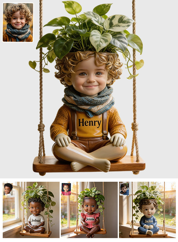 Little Bloom Swing - Personalisierter hängender Blumentopf für Kinder