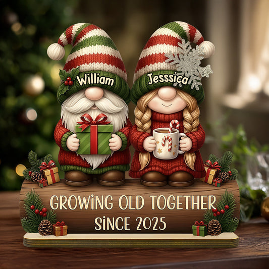 Custom Couple Growing Old Together Plaque, Christmas Decor - Personalized Couple Custom Shaped Acrylic Plaque
