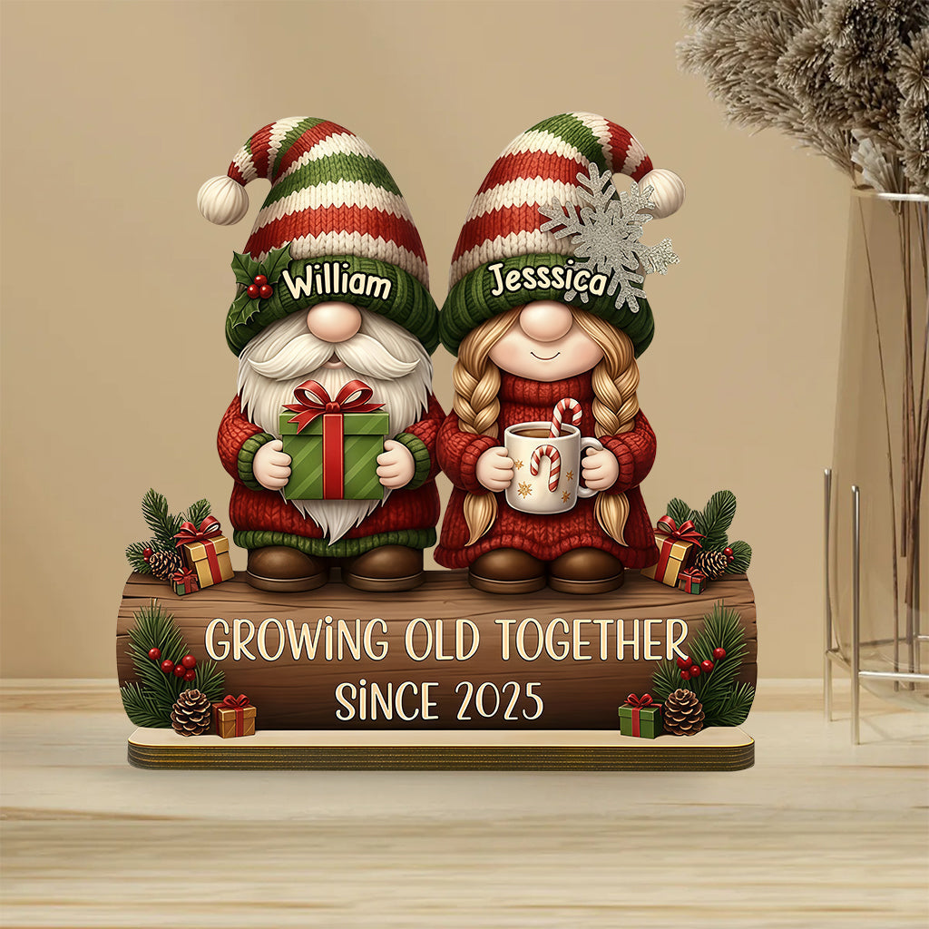 Custom Couple Growing Old Together Plaque, Christmas Decor - Personalized Couple Custom Shaped Acrylic Plaque