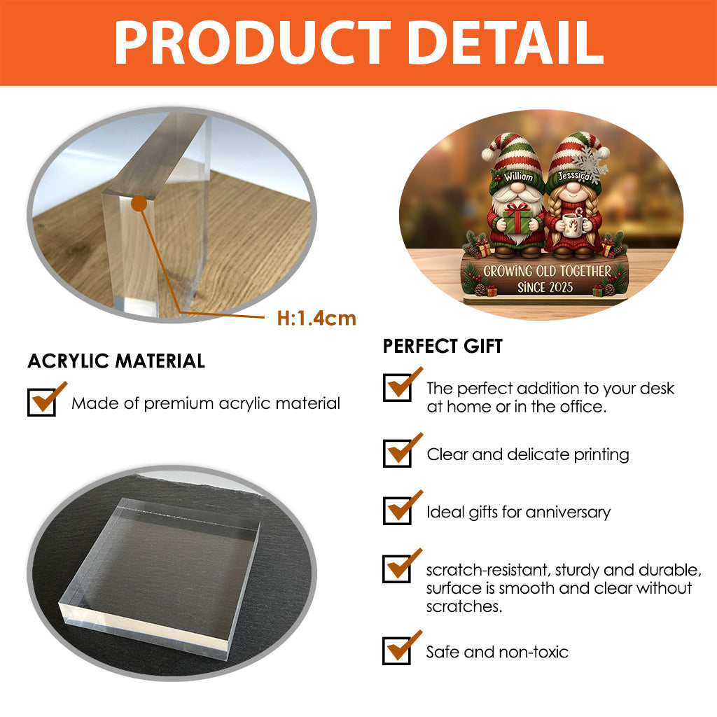 Custom Couple Growing Old Together Plaque, Christmas Decor - Personalized Couple Custom Shaped Acrylic Plaque