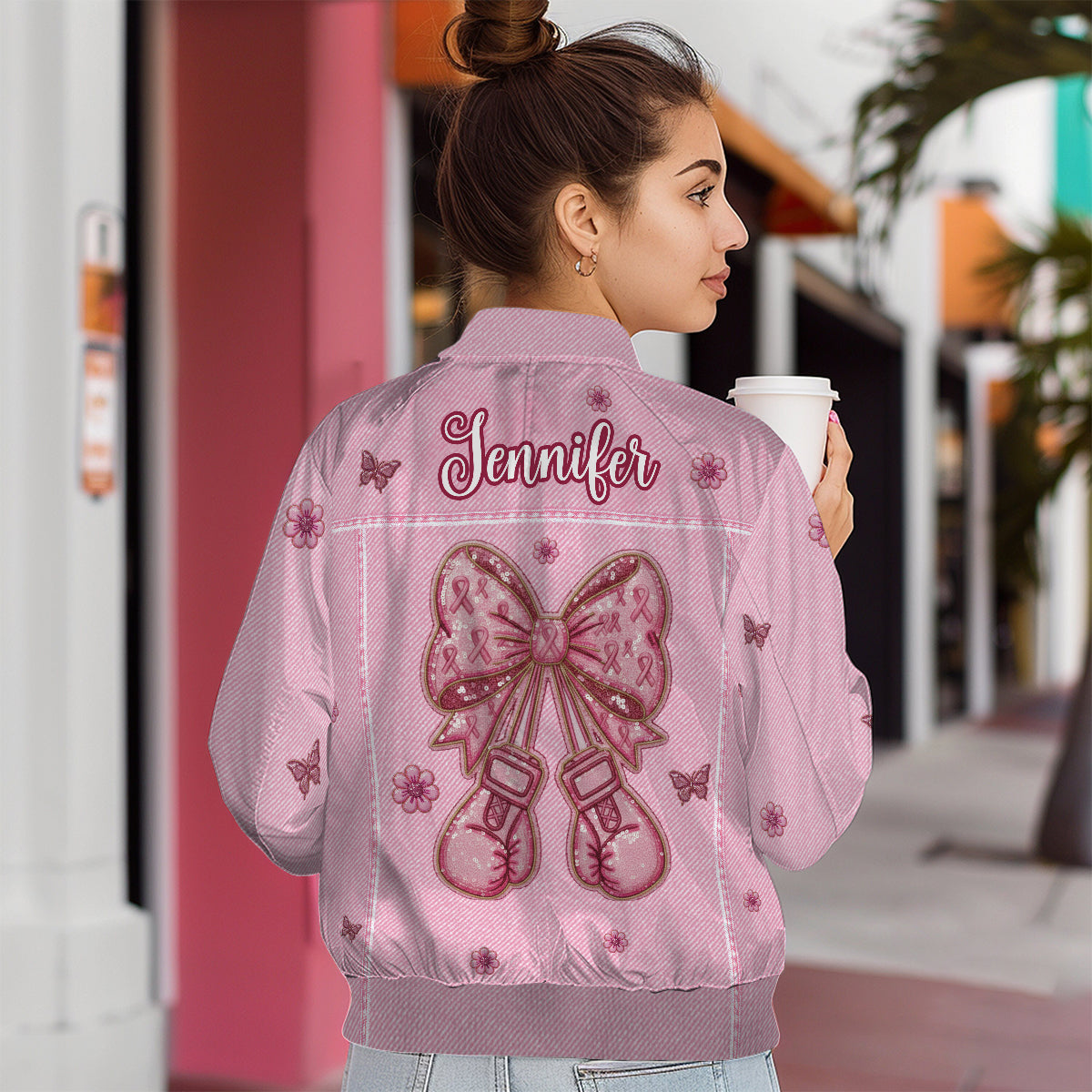 We Wear Pink - Personalized Breast Cancer Awareness Bomber Jacket