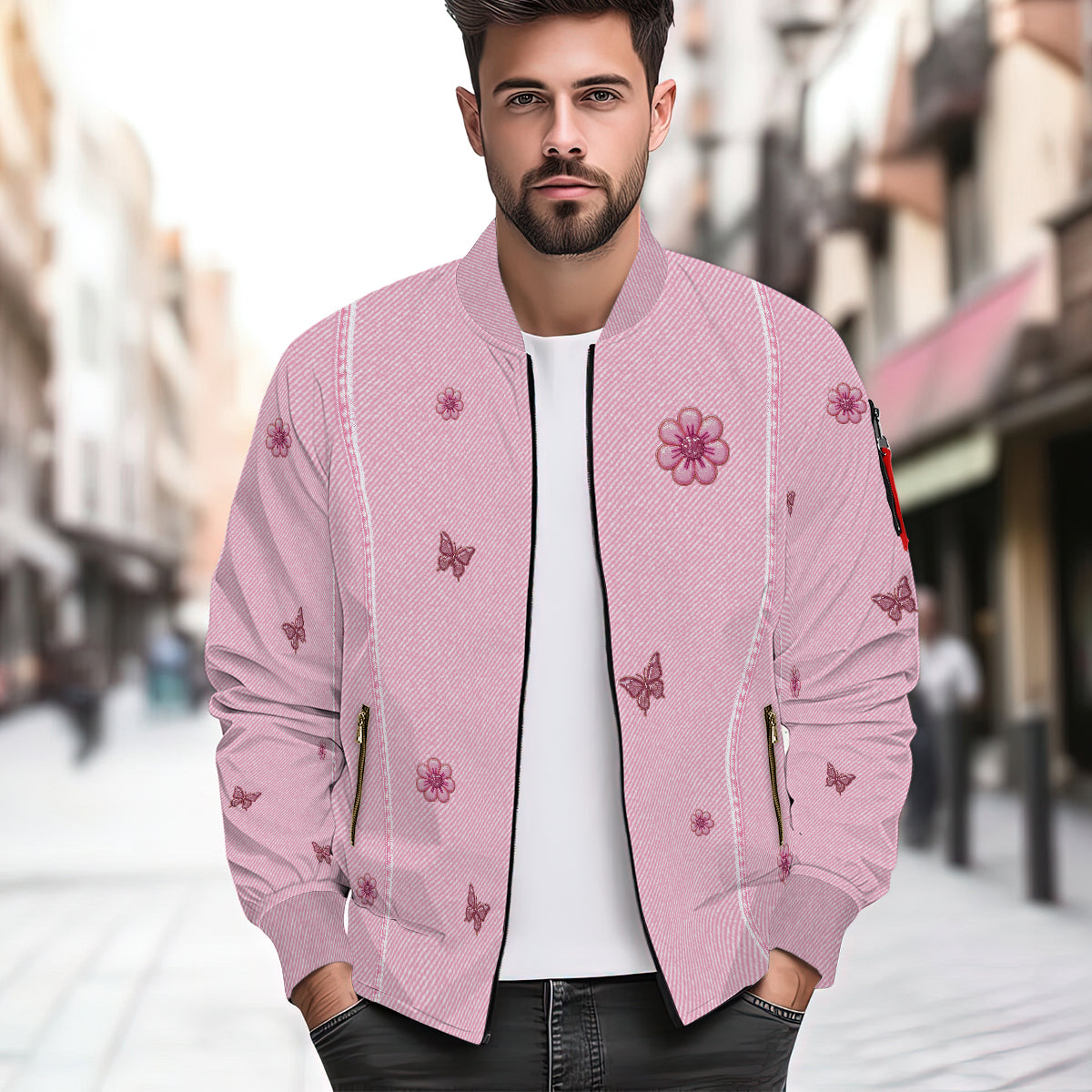 We Wear Pink - Personalized Breast Cancer Awareness Bomber Jacket