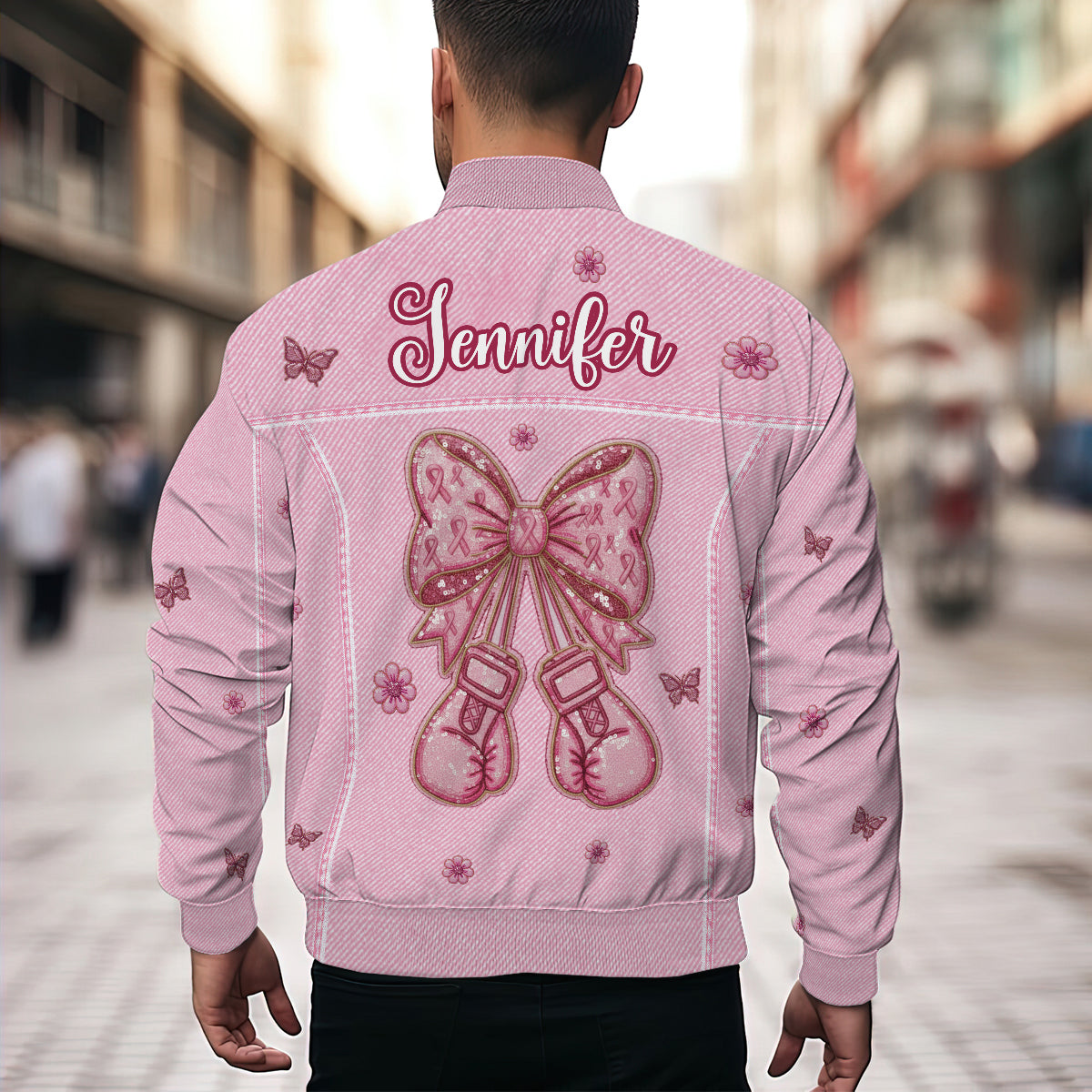 We Wear Pink - Personalized Breast Cancer Awareness Bomber Jacket