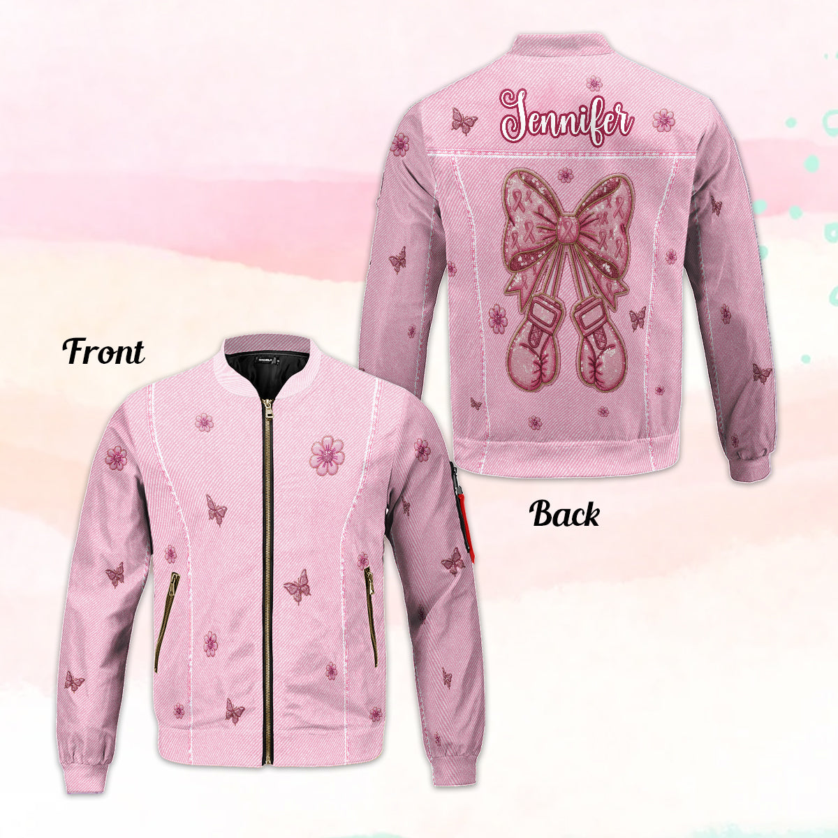 We Wear Pink - Personalized Breast Cancer Awareness Bomber Jacket