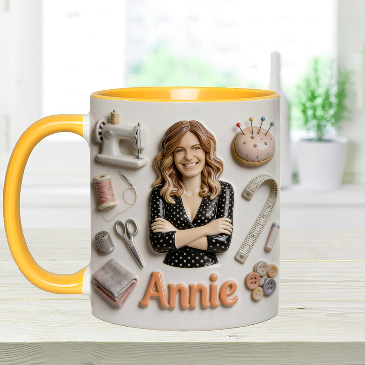 Nähbegeisterte – Personalisiertes Nähset mit Akzentbecher und Acryl-Rührstäbchen