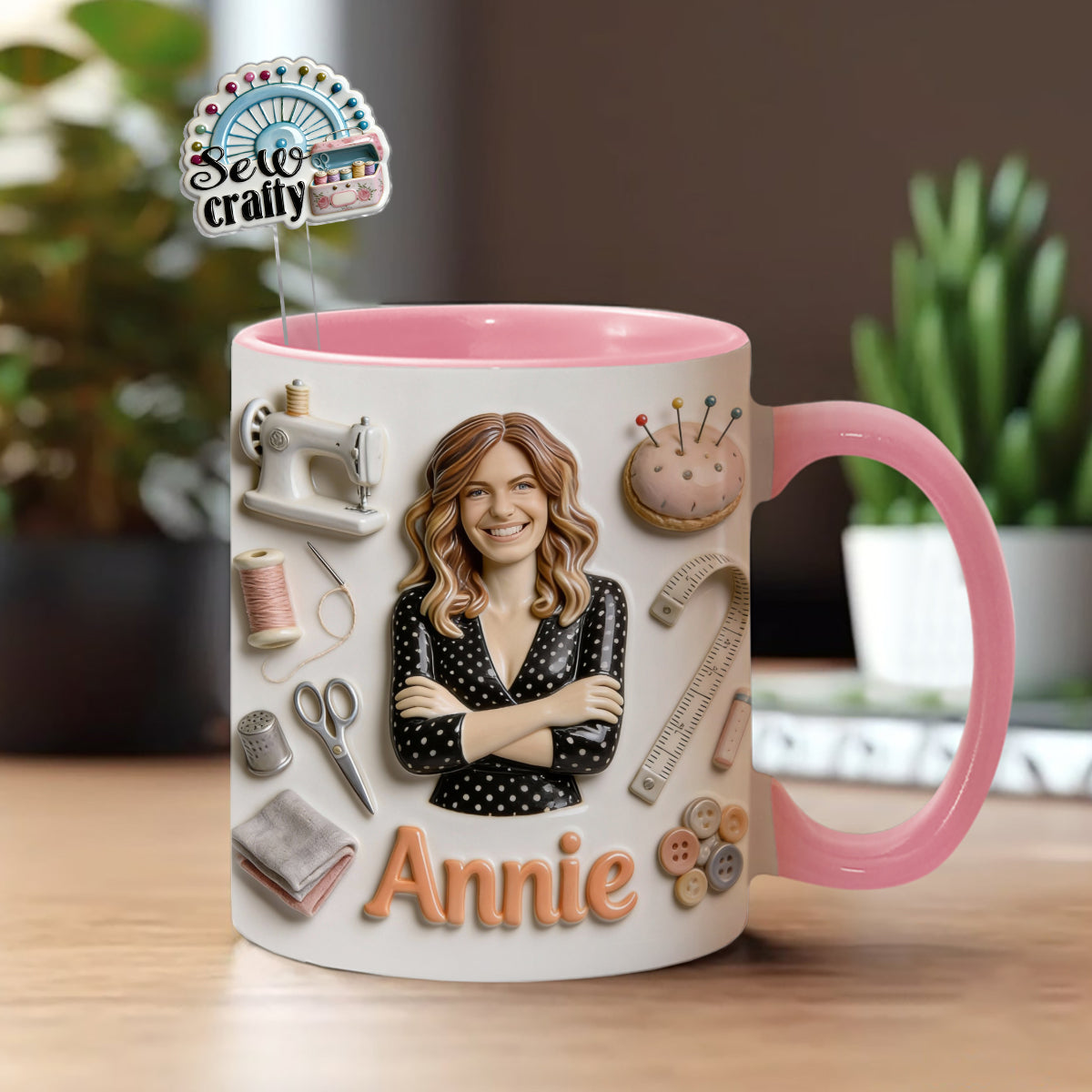 Nähbegeisterte – Personalisiertes Nähset mit Akzentbecher und Acryl-Rührstäbchen
