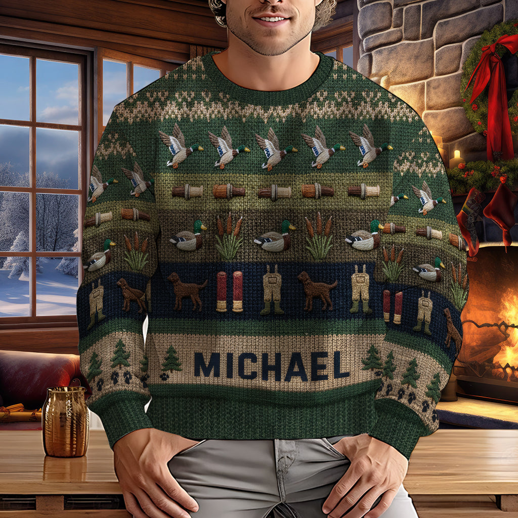Duck Hunting Season - Personalized Hunting Ugly Sweater