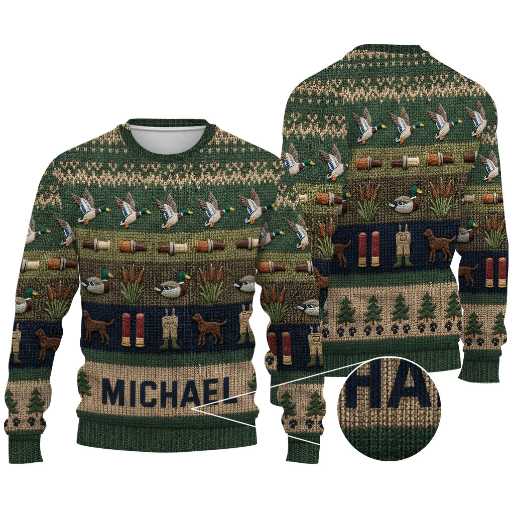 Duck Hunting Season - Personalized Hunting Ugly Sweater