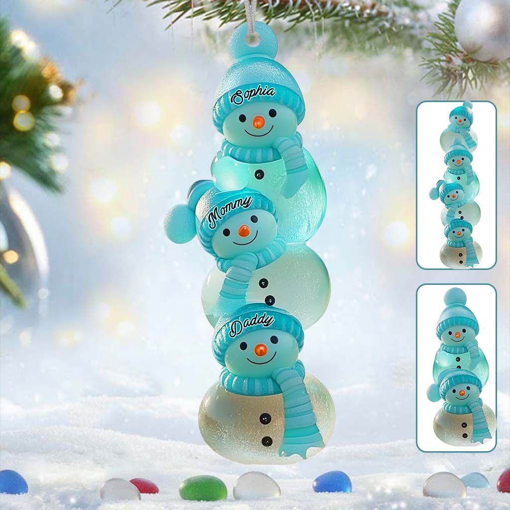 Merry Christmas Snowman Family - Personalized Family Ornament