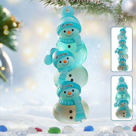 Merry Christmas Snowman Family - Personalized Family Ornament