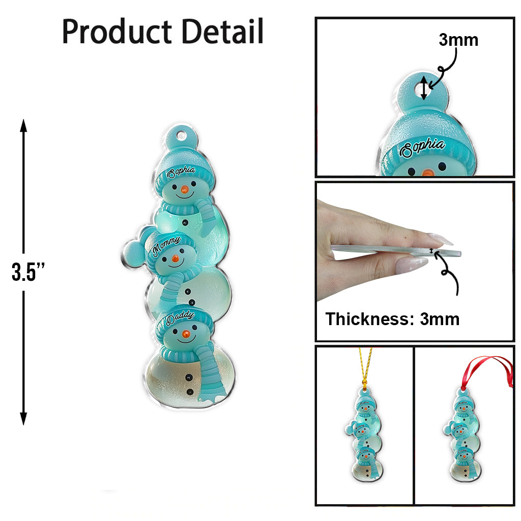 Merry Christmas Snowman Family - Personalized Family Ornament