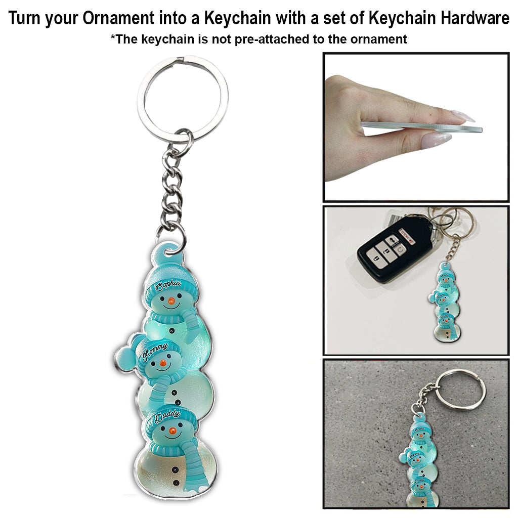 Merry Christmas Snowman Family - Personalized Family Ornament