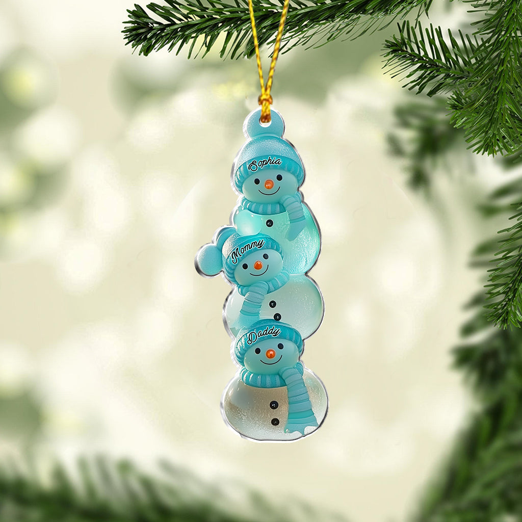 Merry Christmas Snowman Family - Personalized Family Ornament