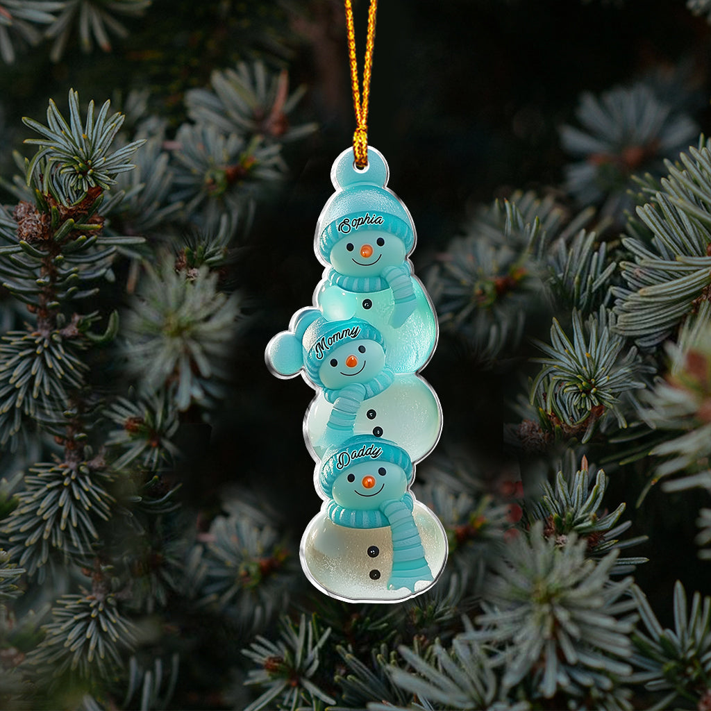 Merry Christmas Snowman Family - Personalized Family Ornament