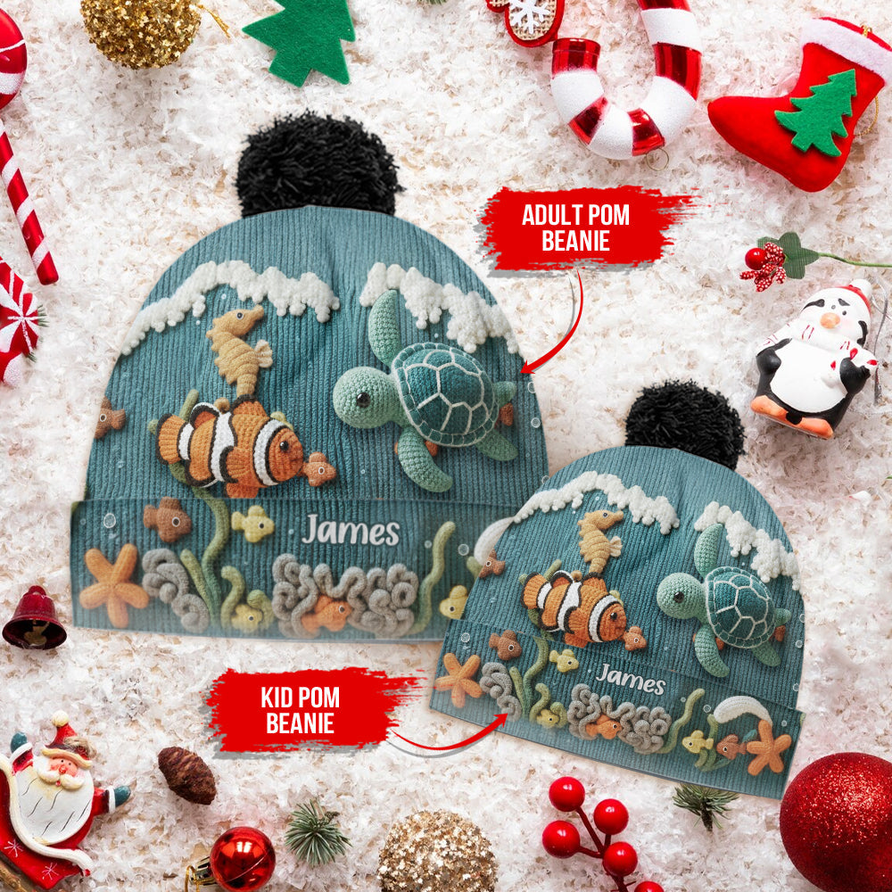Sea Lover Turtle Fish - Personalized Turtle Beanie Hat