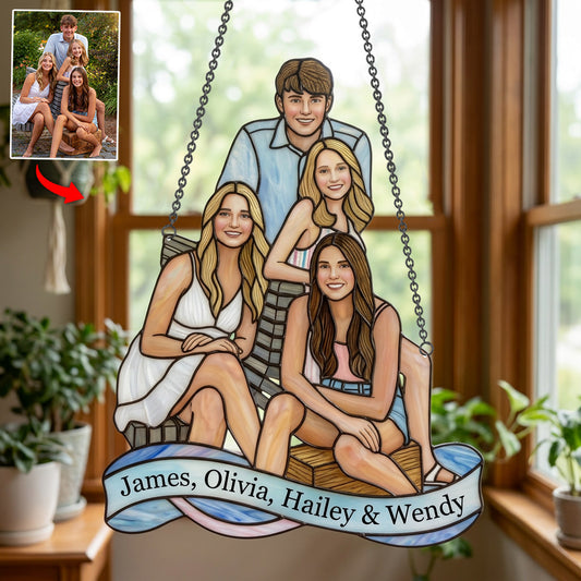 Custom Any Photo - Personalized Sibling Window Hanging Suncatcher Ornament