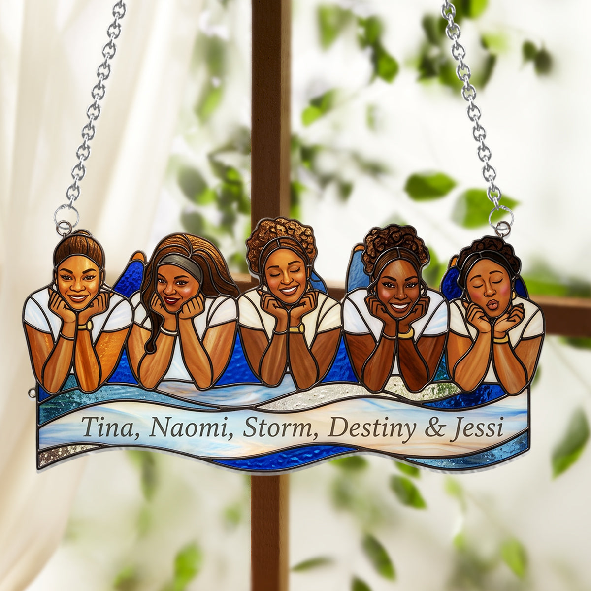 Custom Any Photo - Personalized Sibling Window Hanging Suncatcher Ornament