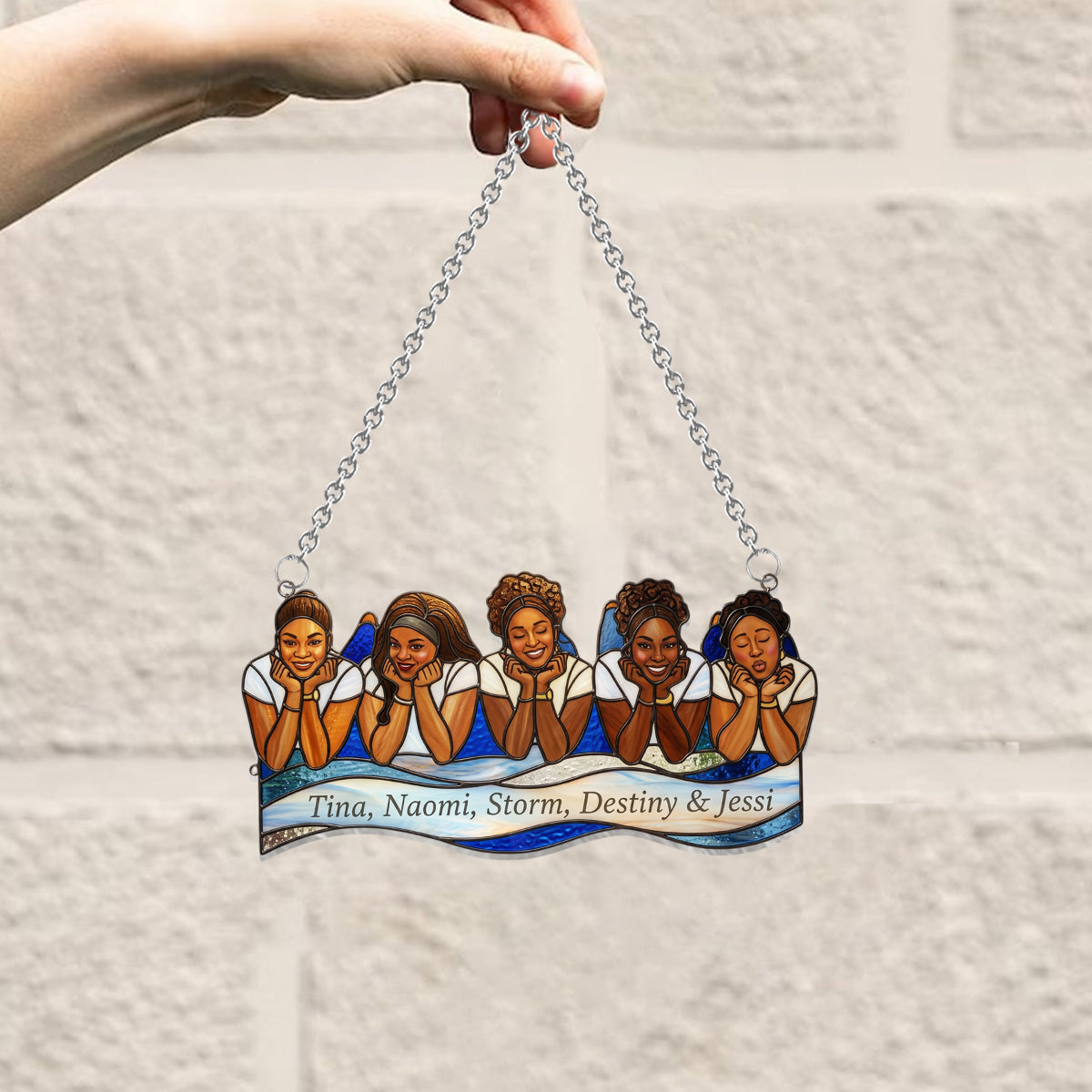 Custom Any Photo - Personalized Sibling Window Hanging Suncatcher Ornament