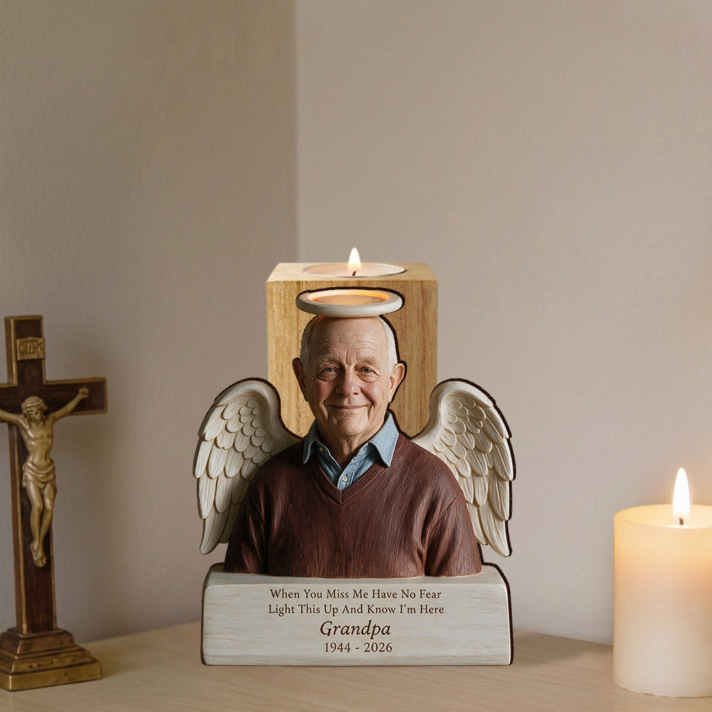 In Loving Memory - Personalized Memorial Custom Shape Wooden Candle Holder