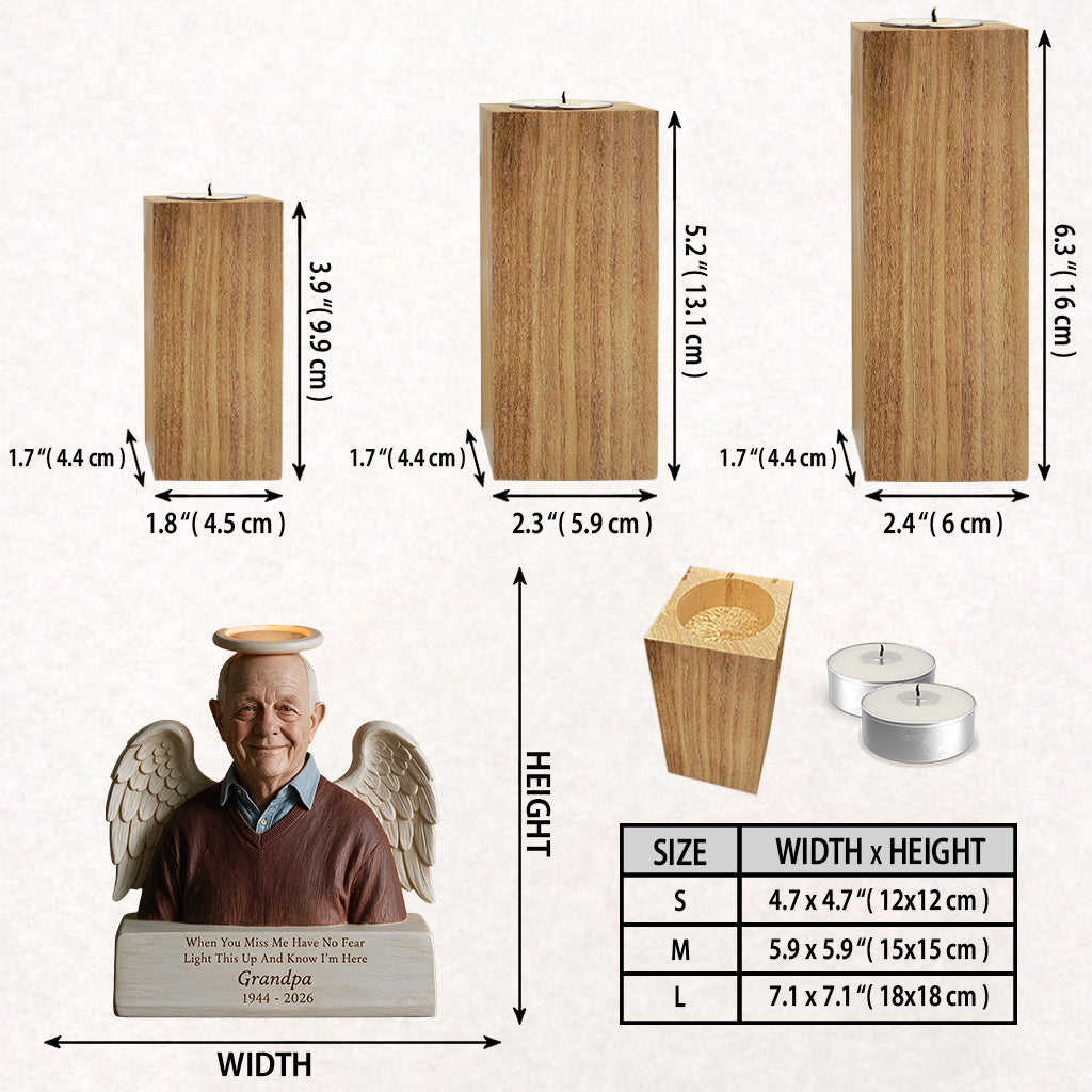 In Loving Memory - Personalized Memorial Custom Shape Wooden Candle Holder