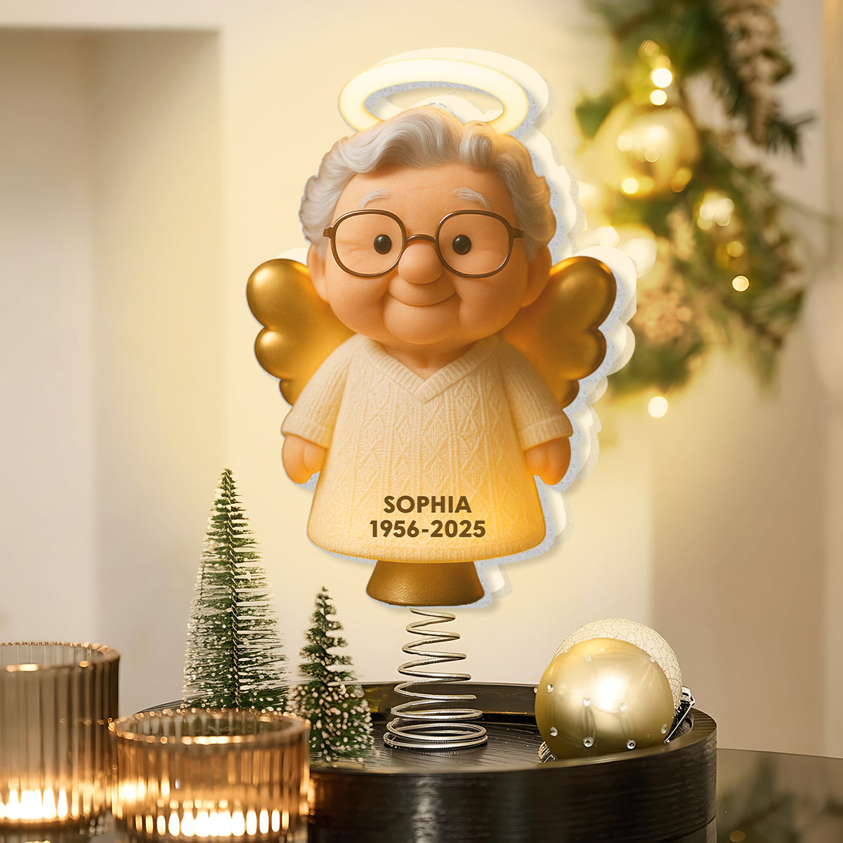 Christmas Memorial - Personalized Memorial LED Light Tree Topper