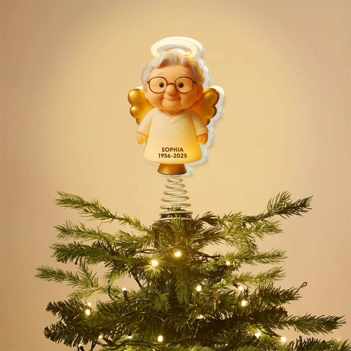 Christmas Memorial - Personalized Memorial LED Light Tree Topper