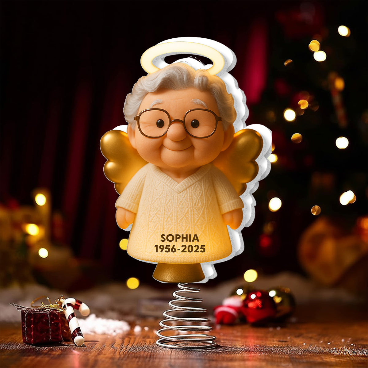 Christmas Memorial - Personalized Memorial LED Light Tree Topper