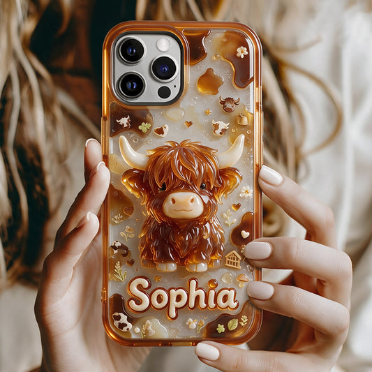 Coque de téléphone personnalisée Highland Cow 3D Jelly Effect