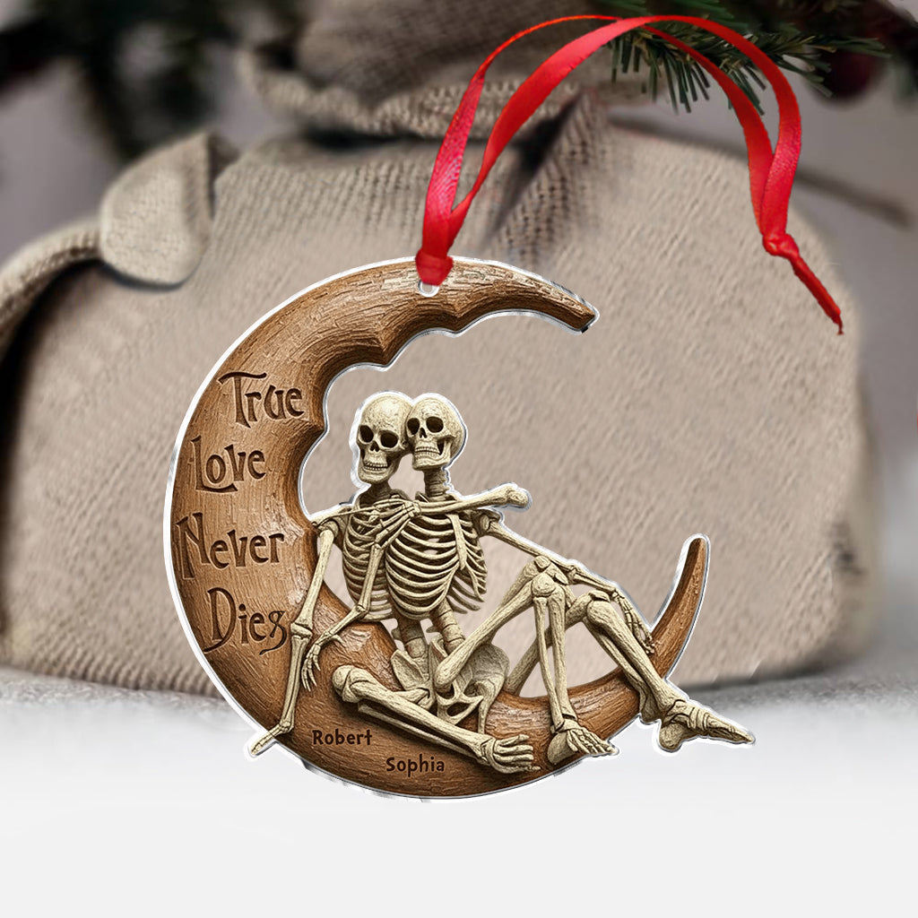 L'amour véritable ne meurt jamais - Couple de crânes - Ornement de crâne personnalisé