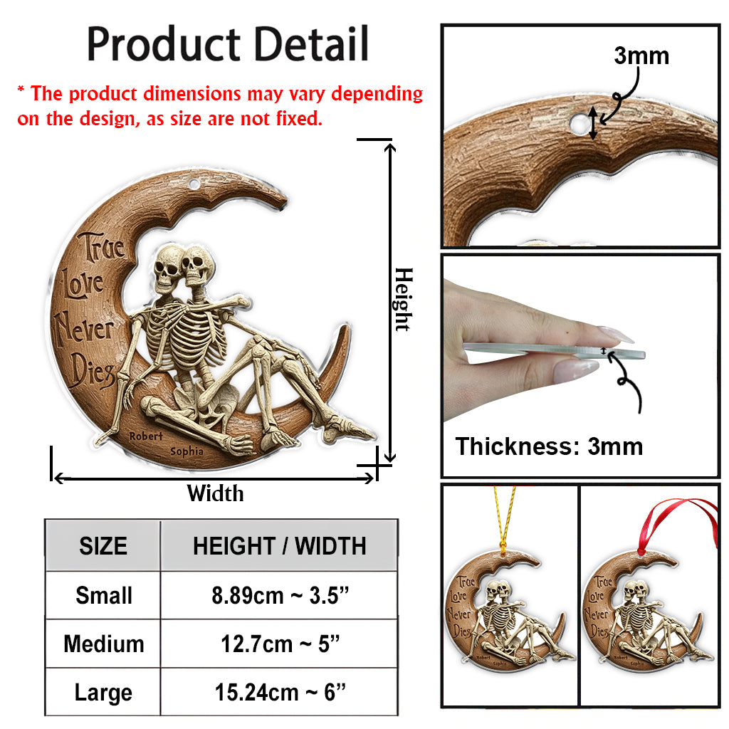 L'amour véritable ne meurt jamais - Couple de crânes - Ornement de crâne personnalisé