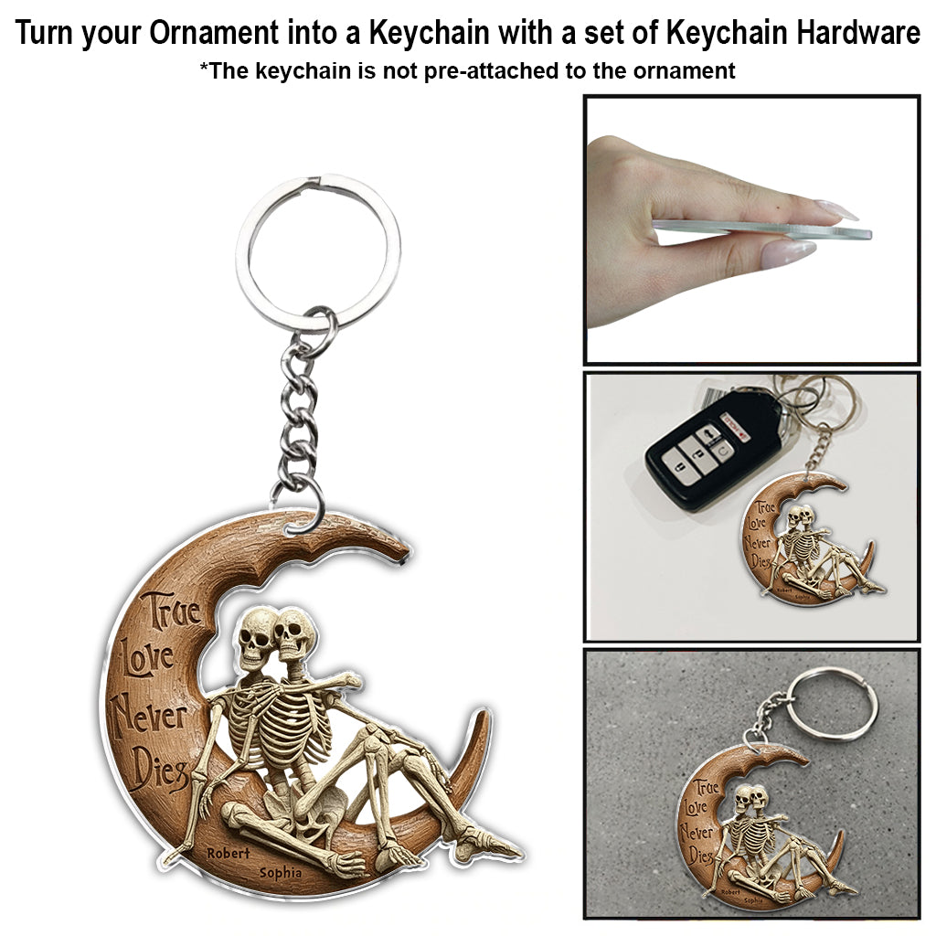 L'amour véritable ne meurt jamais - Couple de crânes - Ornement de crâne personnalisé
