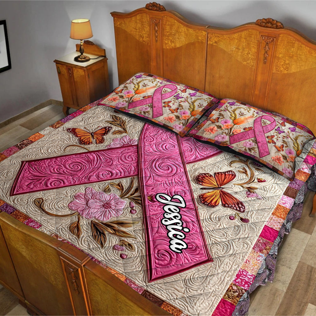 Faith Hope Love - Personalized Breast Cancer Awareness Quilt Set