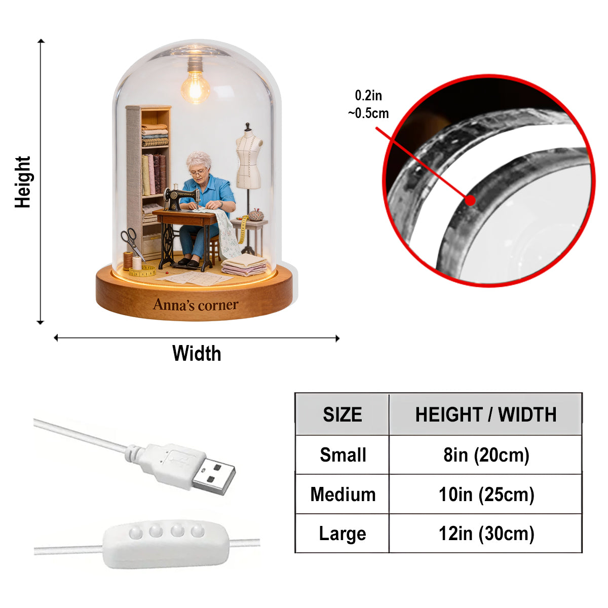 Nähbegeisterung – Personalisierte LED-Nachtleuchte aus Acryl